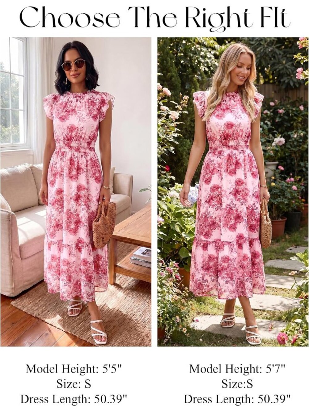 Women's Pink Red Short Sleeve Crew Neck A LINE Imported Casual Maxi Dress - Picture 7 of 7